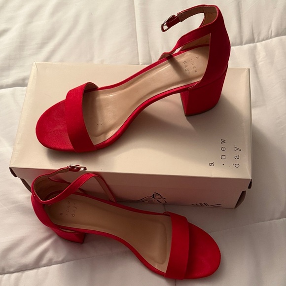 a new day Shoes - Red straps open toe heels (worn once)